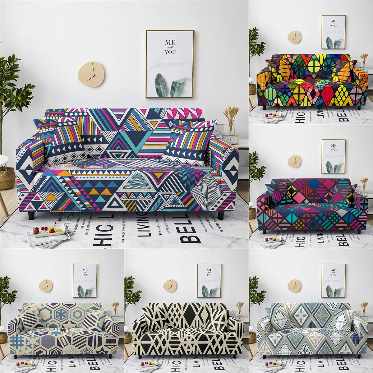 

Чехлы для диванов с геометрическим рисунком, для гостиной, универсальные слитные чехлы на 3 сиденья, моющаяся защита мебели