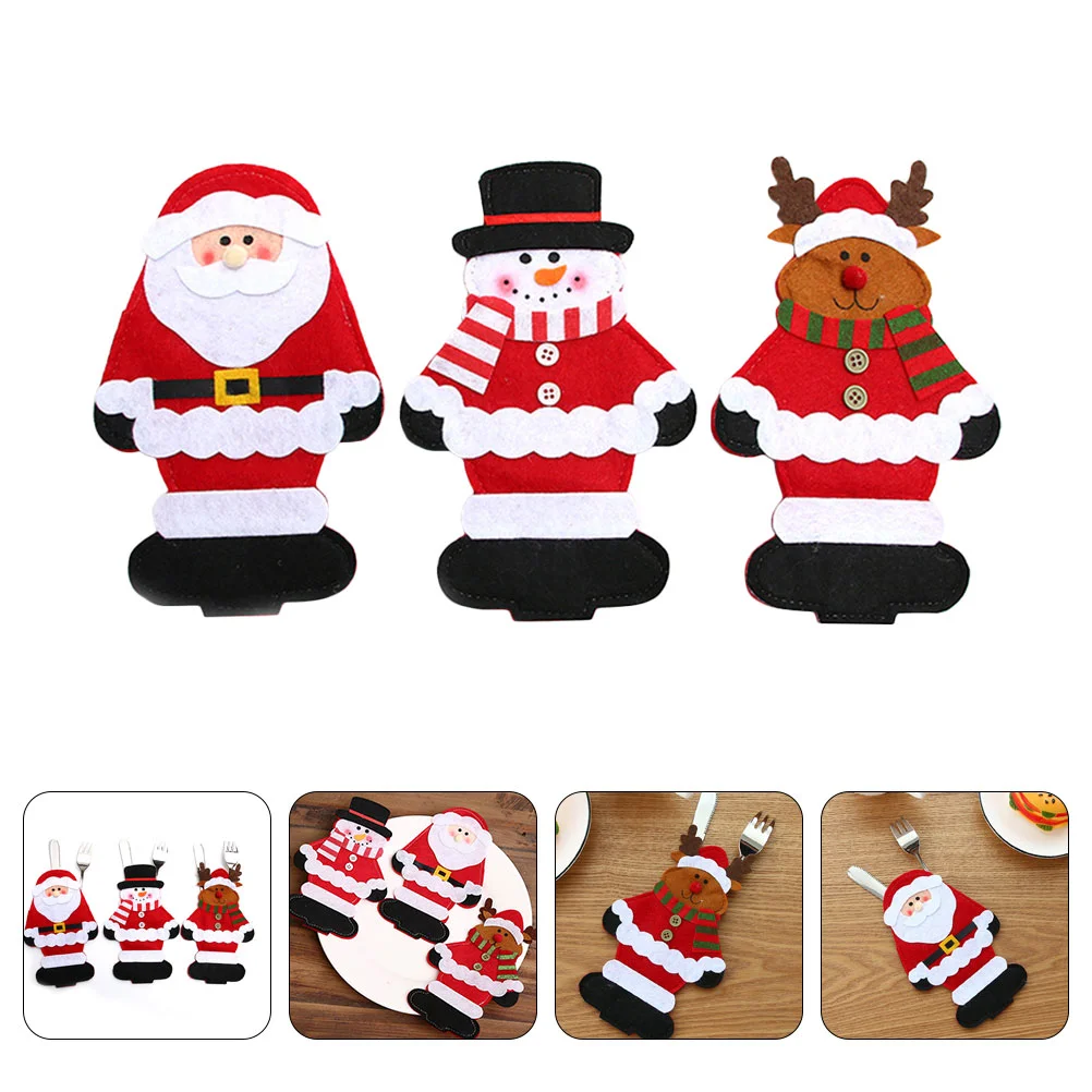 

Christmas Tableware Cutlery Bag Bags Cover Silverware Xmas Holder Fork Flatware Holidayholders Dinnerpouches Storagepocket