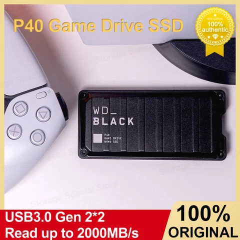 Игровой привод WD_BLACK P40, портативный внешний твердотельный накопитель SSD, высокая скорость до 2000 Мб/с, RGB подсветка для Playstation Xbox, ПК
