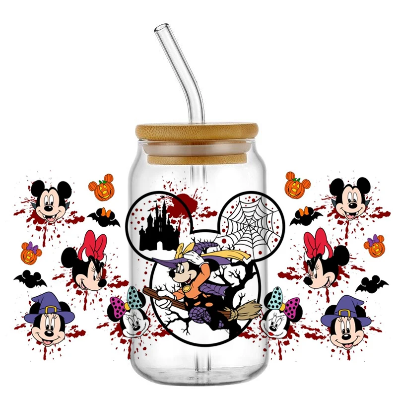 Miniso Хэллоуин день серия Милая Ститч мультфильм УФ DTF чашка обертка для 16 унций Libbey
