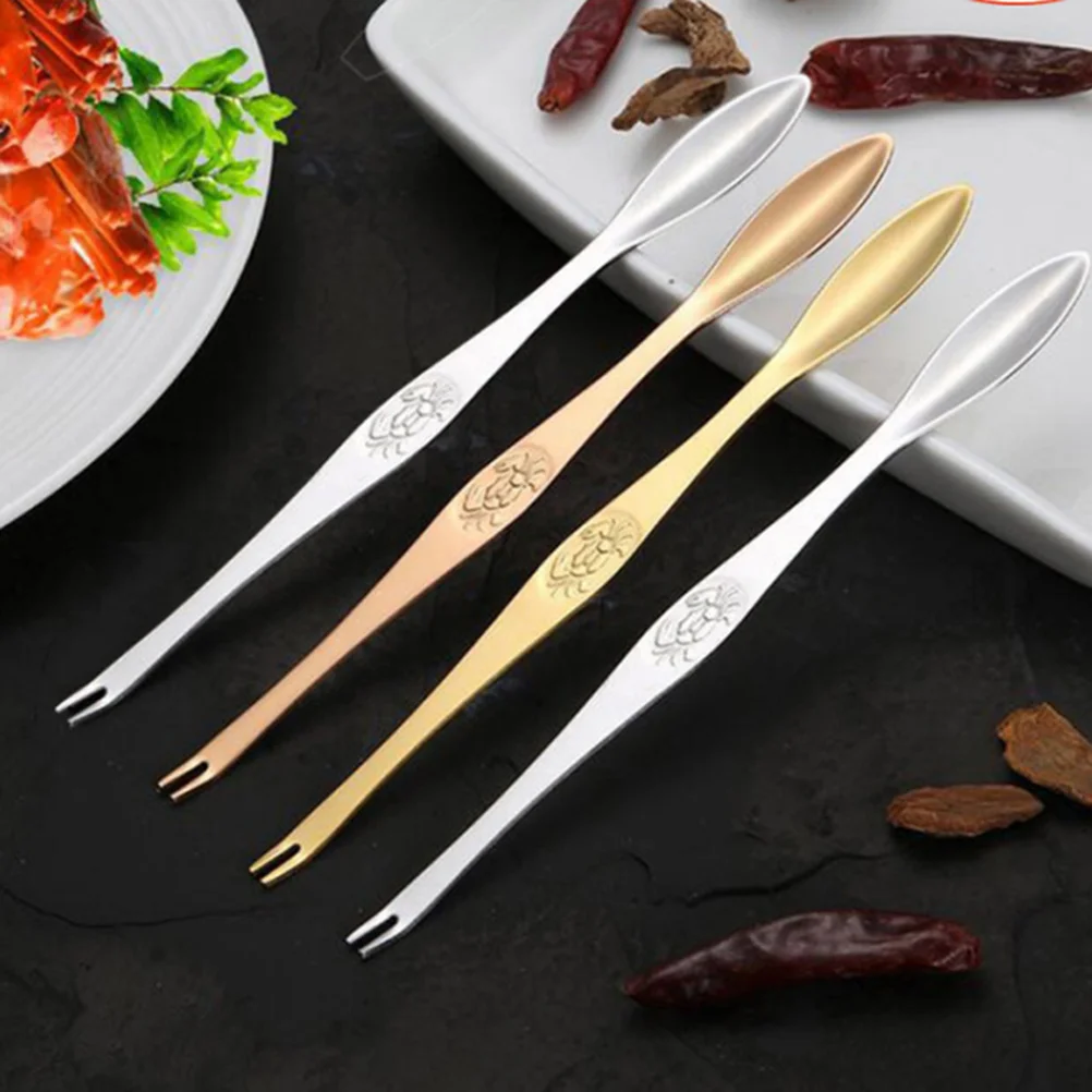 

Crab Seafood Forks Lobster Picks Tools Steel Fork Stainless Crackers Tool Spoon Eating Leg Nutshellfish Set Pick Eatting