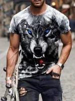 hot summer men animal series leisure and breathable short sleeve t shirt 3d printed trend oversized clothes wolf t shirt