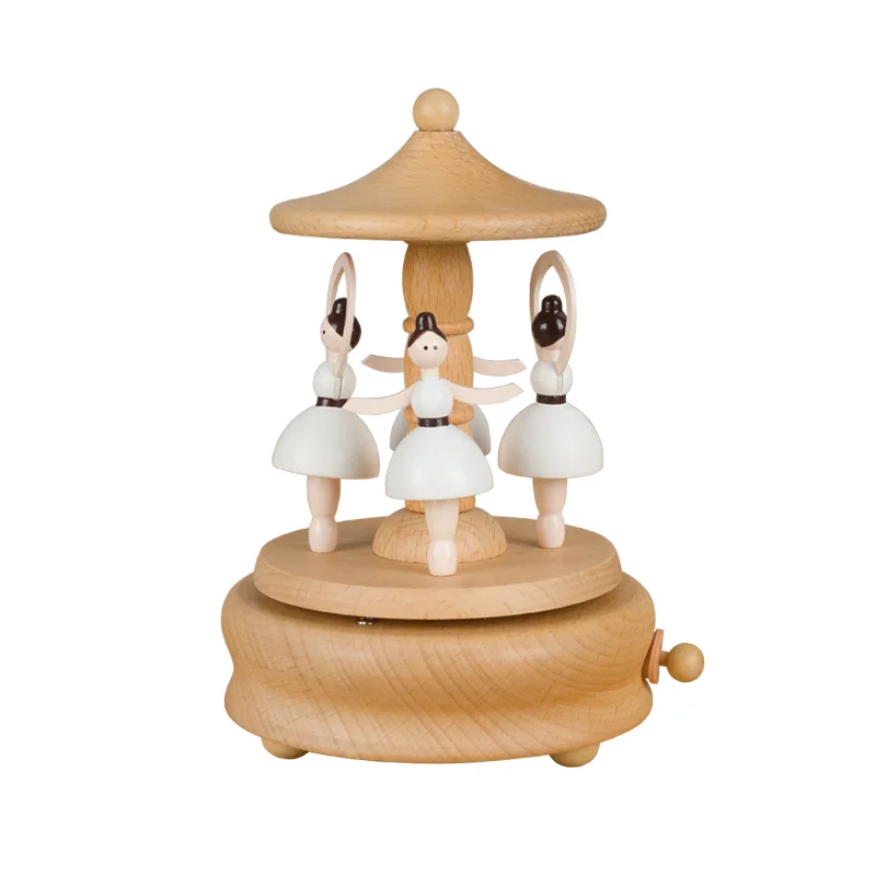 

Handmade wooden dancing ballerina music box