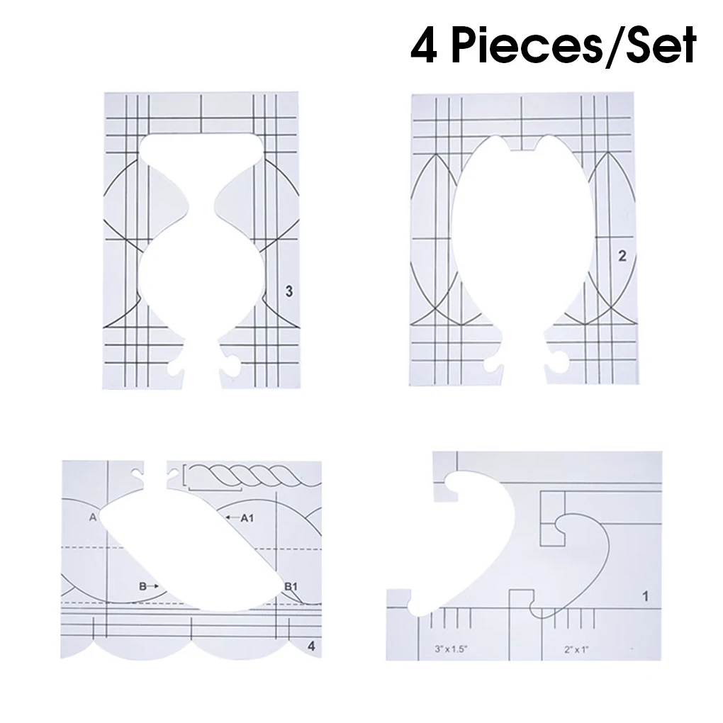 4 шт. изогнутые Швейные линейки четкие измерительные Шаблоны Дизайн шаблоны DIY