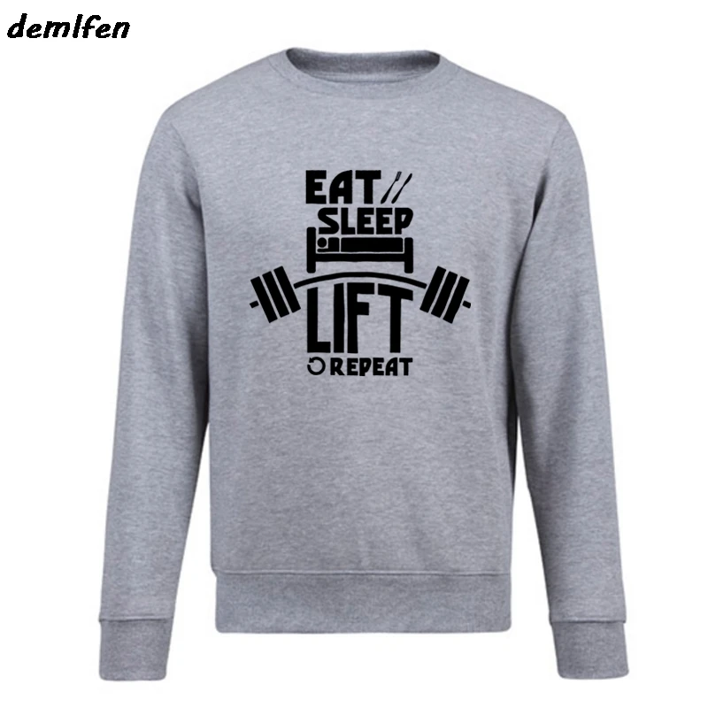 

Men Clothing High quality Eat Sleep Lift Repeat Gymer Casual Coat Spring Autumn Sweatshirt Brand Fitness Body Building Hoodie