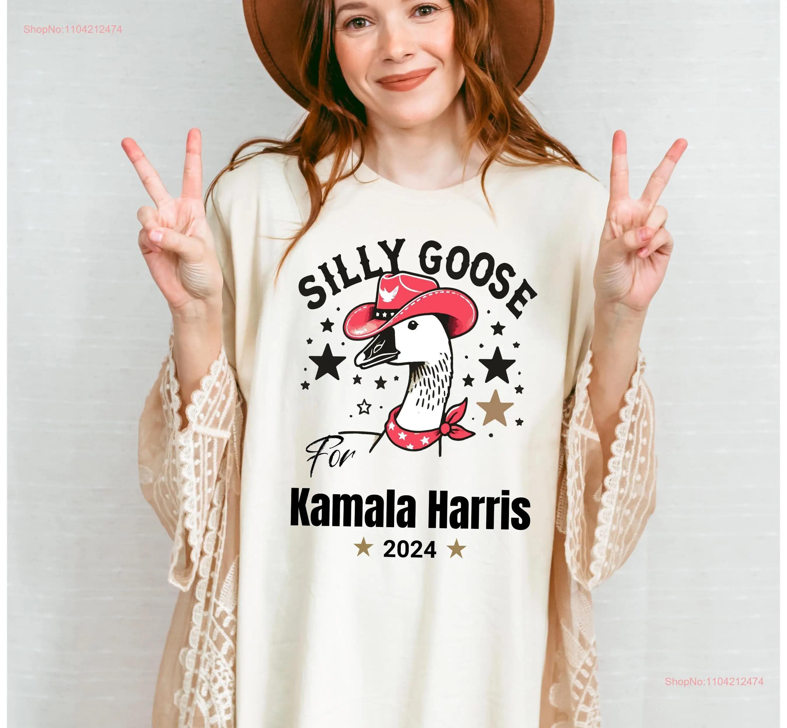 Забавная футболка на Хэллоуин Silly Goose Vote для Kamala Harris 2024 выборы с длинными или