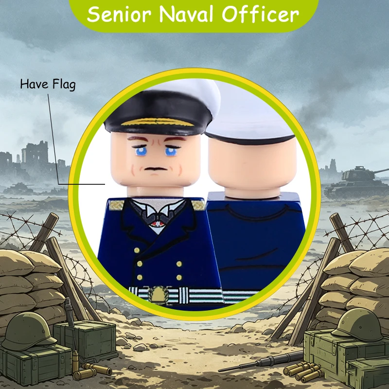 Фото Конструктор MOC: Фигурки военных, офицеров, солдат, с УФ-печатью, ВМФ, ВВС, пехота, медсестры, командиры, шлемы, флаги, кирпичики, игрушки №5