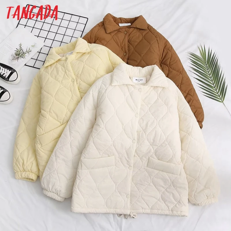 

Tangada 2022 Winter Women Oversize Thick Parkas Long Sleeve Pockets Female Warm Overcoat 2Y15