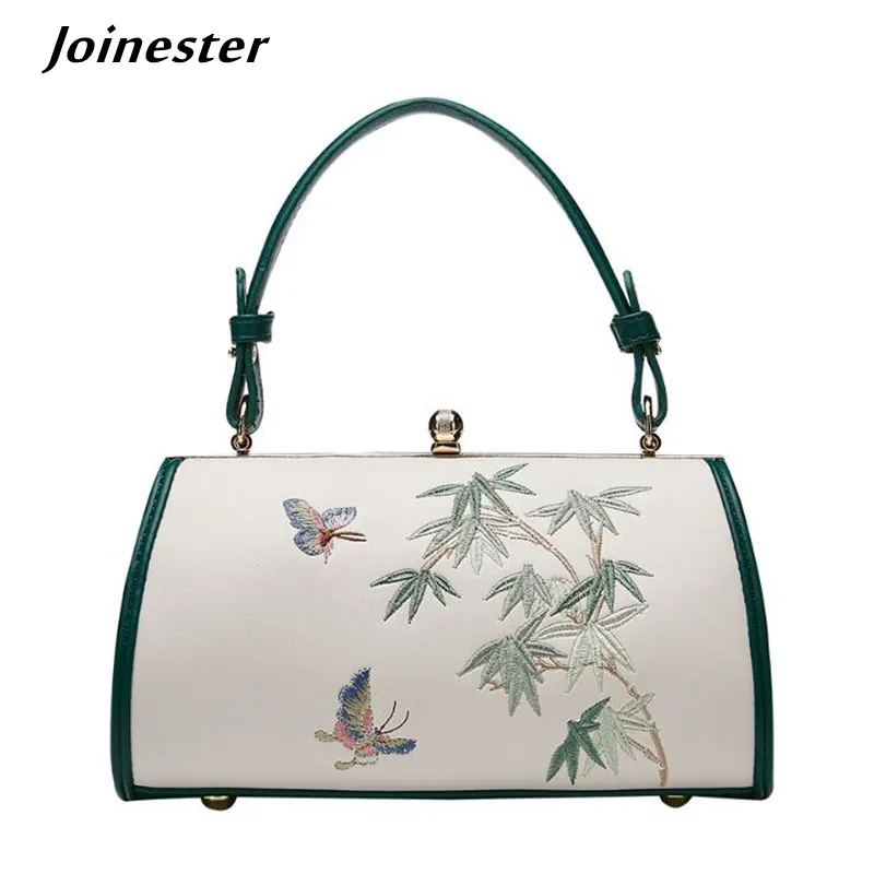 Vintage Embroidered Women Evening Clutch Bags Ladies PU Leather Ethnic Handbag Cute Cellphone Purse Female Retro Shoulder Bag