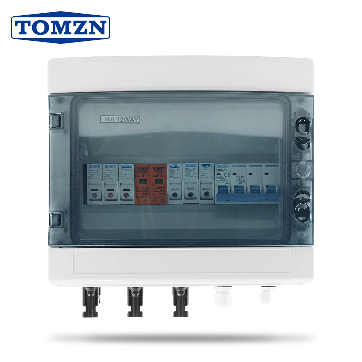 Фотогальванический комбайнер PV на солнечной батарее с защитой от молний, 3 входа, 1 выход, постоянный ток, 1000 В, предохранитель MCB SPD, водонепроницаемый корпус IP65, 12 способов