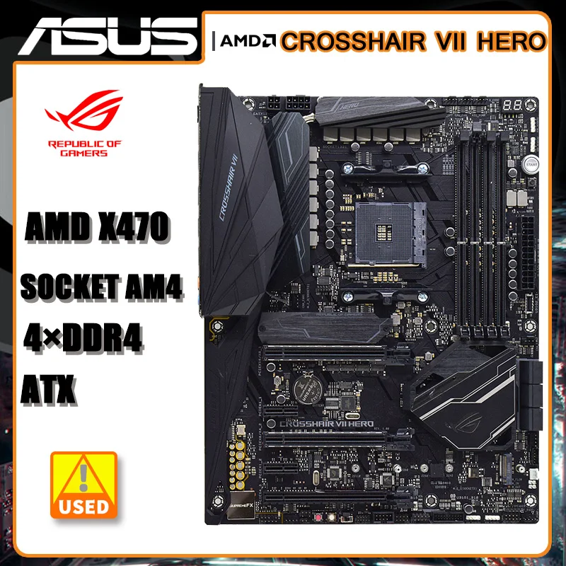 Материнская плата ASUS ROG CROSSHAIR VII HERO Socket AM4 DDR4 64 Гб AMD X470 PCI-E 3 0 M.2 USB3.1 ATX Placa-MOM для Athlon 300GE