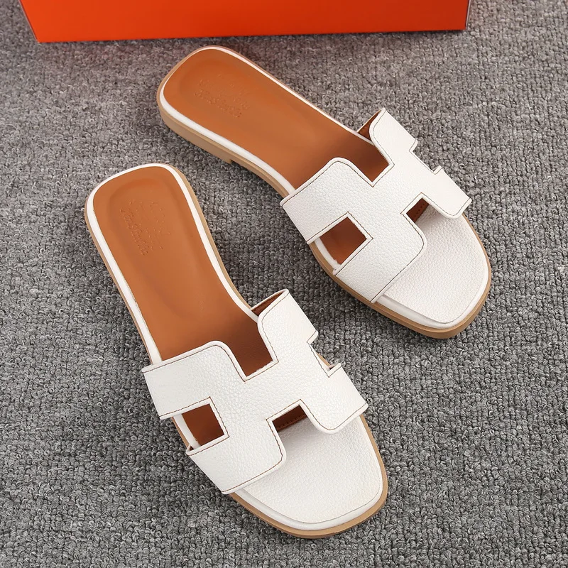 

Dropshipping Luxury Women Slippers Summer Classic Microfiber Leather Crystal Flats Shoes Plus Size Slides for Woman Slippers