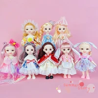 112 bjd 16cm mini doll 13 movable joint girl baby 3d big eyes fashion doll beautiful diy toy doll with clothes dress up gift