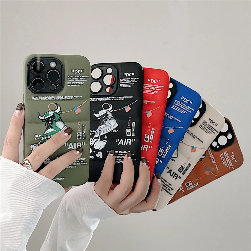 

Fashion Down Jacket sports shoes soft case for iphone 13 14 12 11 Pro Max 7 8 Plus X XR X SNEAKERS shoelace matte Ox Horn cover
