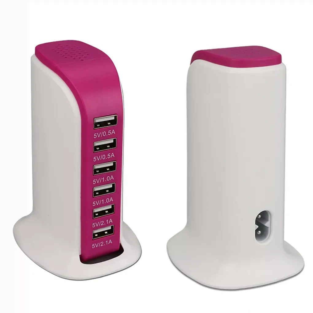 Multi 6 Port USB Charger 6A Rapid Charging Station Desktop Hub Connectors Extension Socket Platooninsert Hub Connectors