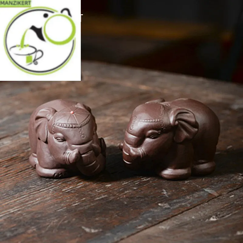 

Yixing Lucky Purple Clay Tea pet Elephant Model Figurine Ornaments Handmade Sculpture Chinese Tea Set Decors Home Garden Art