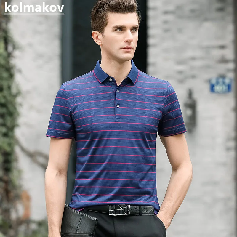 

2022 Summer New Men's Classic Fashion Striped Silk Short Sleeve T-shirt Men's Business Leisure Slim High Quality T-shirt M-4XL