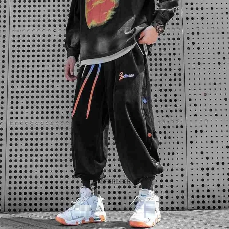 

summer men cargo pants skate casual high street hip hop loose chic pants korea style plus size personality ankle length pants