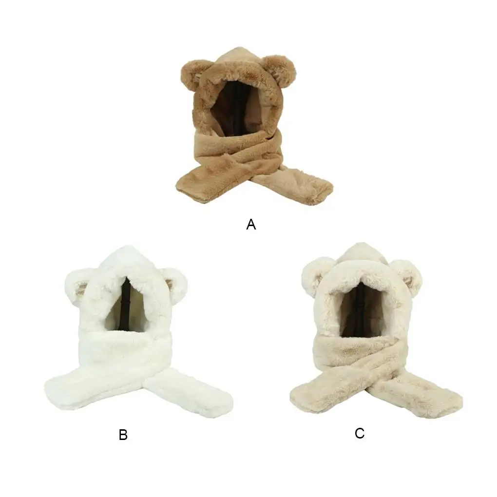 

Female Winter Hooded Hat Scarf Thermal Cute All-in-One Outdoor Sports Riding Cycling Skating Warm Gloves Woman Girls