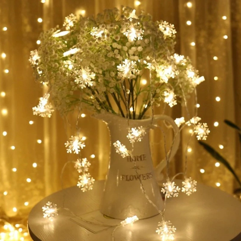 

Snowflakes and Stars String Lights Fairy Lights Festoon LED Lights Battery-powered Garlands New Year Christmas Decorations 2022
