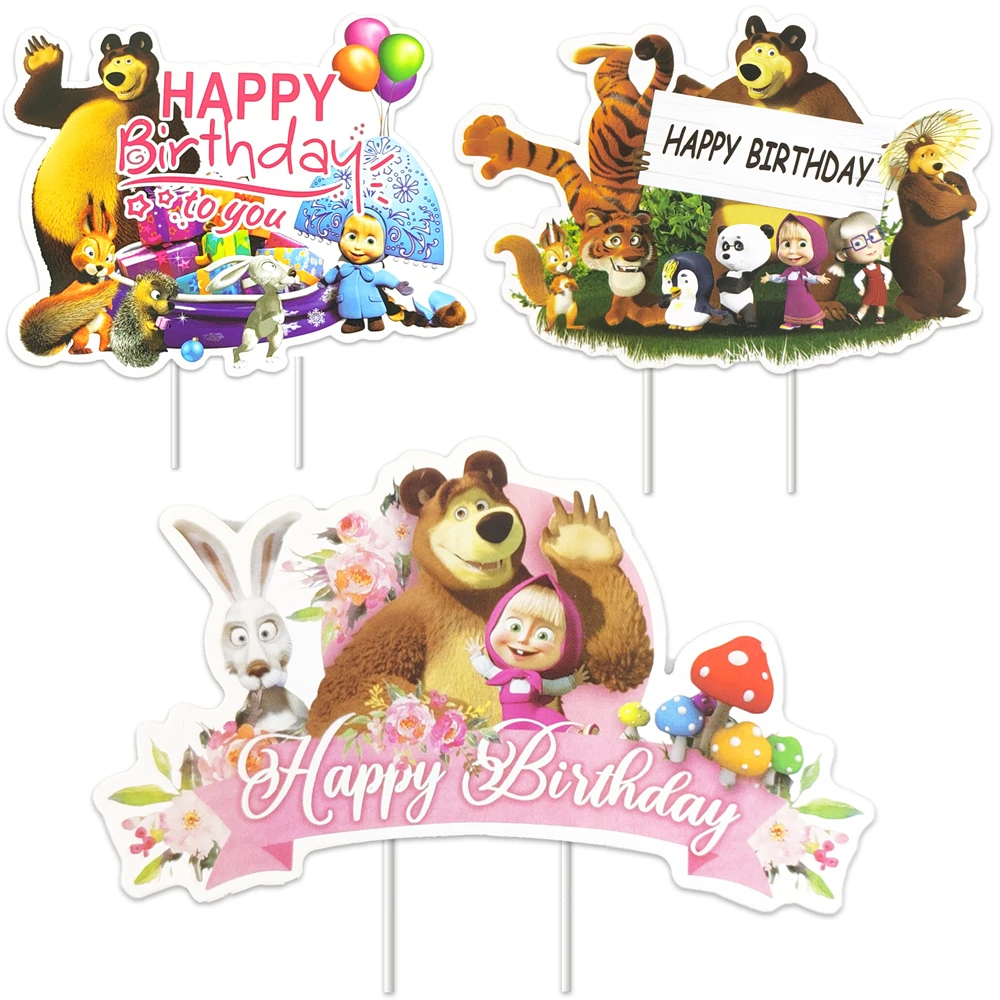 1 шт./лот тема медведя Маша украшение для торта топпер детские товары дня рождения