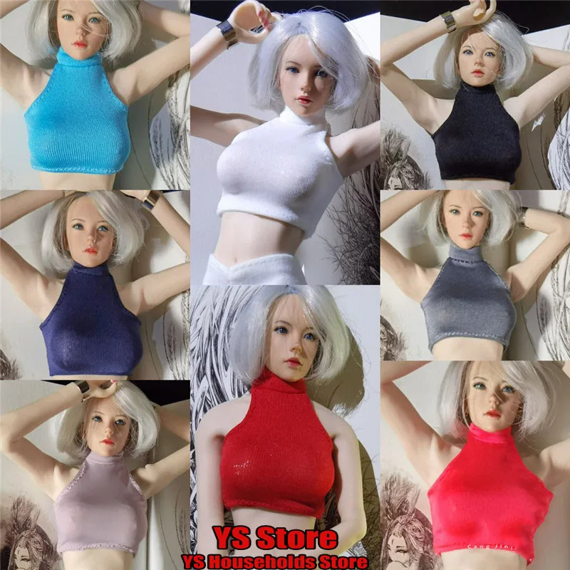 Multi Colors 1/6 Female Soldier T-Shirt  Mini Sleeveless Tights Vest Tank Tops Solid Color Vest For 12Inch Figure Body Dolls