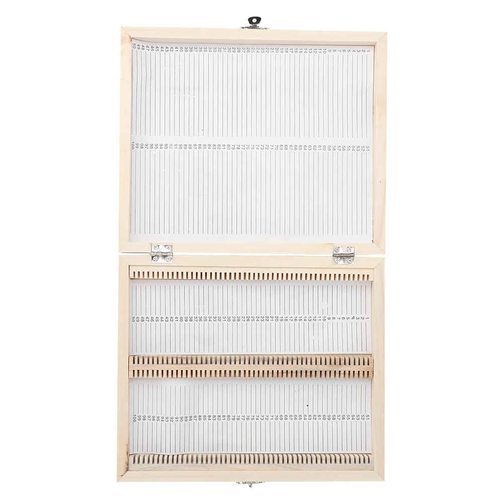 

100PCS Biology Glass Prepared Microscope Slides Specimens Wooden Slide Storage Box Case wooden