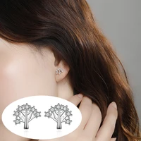 womens fashion minimal stud earrings natural plant life tree design shiny crystal zircon female small earring piercing jewelry