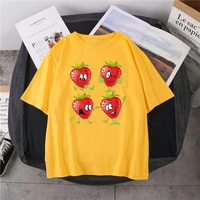 2021 new neutral strawberry print t shirt 14 color summer harajuku pure cotton round neck short sleeve fashion casual top