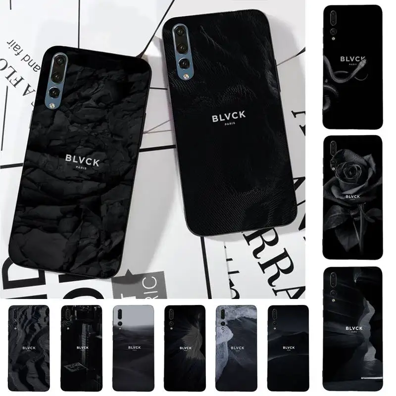 

Black Blvck Flower Phone Case for Huawei P30 40 20 10 8 9 lite pro plus Psmart2019