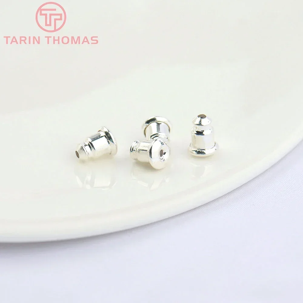 (5121) 20 шт. 6*5 мм 24-каратного золотого цвета латунная крышка резиновые серьги в