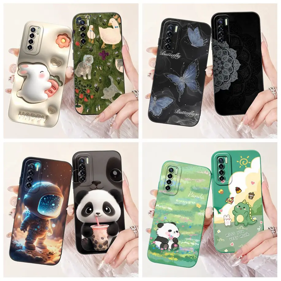Чехол для Tecno Camon 17 чехол Pro P Liquid Silicone Cute Panda телефона CG8 CG8h Camon17