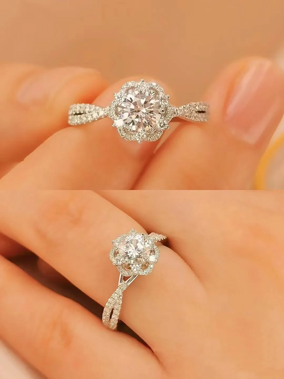 Платина PT950 горячая распродажа принцесса эльза полный бриллиант Newel слива в форме