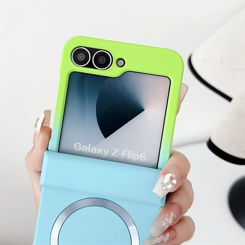 Магнитный чехол с градиентом для Magsafe Samsung Galaxy Z Flip 6 5 4 3 двухцветный матовый