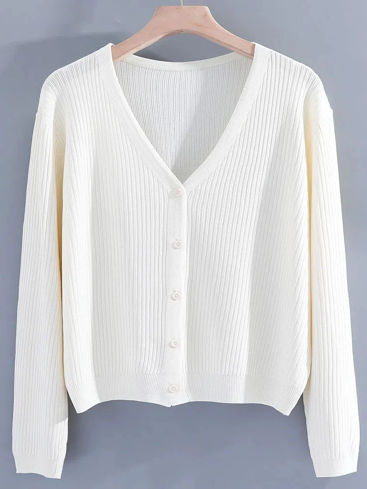 Вязаный солнцезащитный летний Укороченный кардиган однотонная Базовая шаль