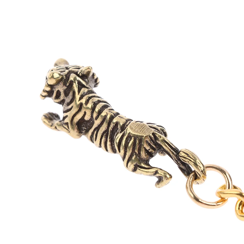 

Brass Zodiac Animal Tiger Keychain Copper Shouting Beast Car Keyring Handmade Craft Bronze Forest King Bag Hanging Gifts Pendant