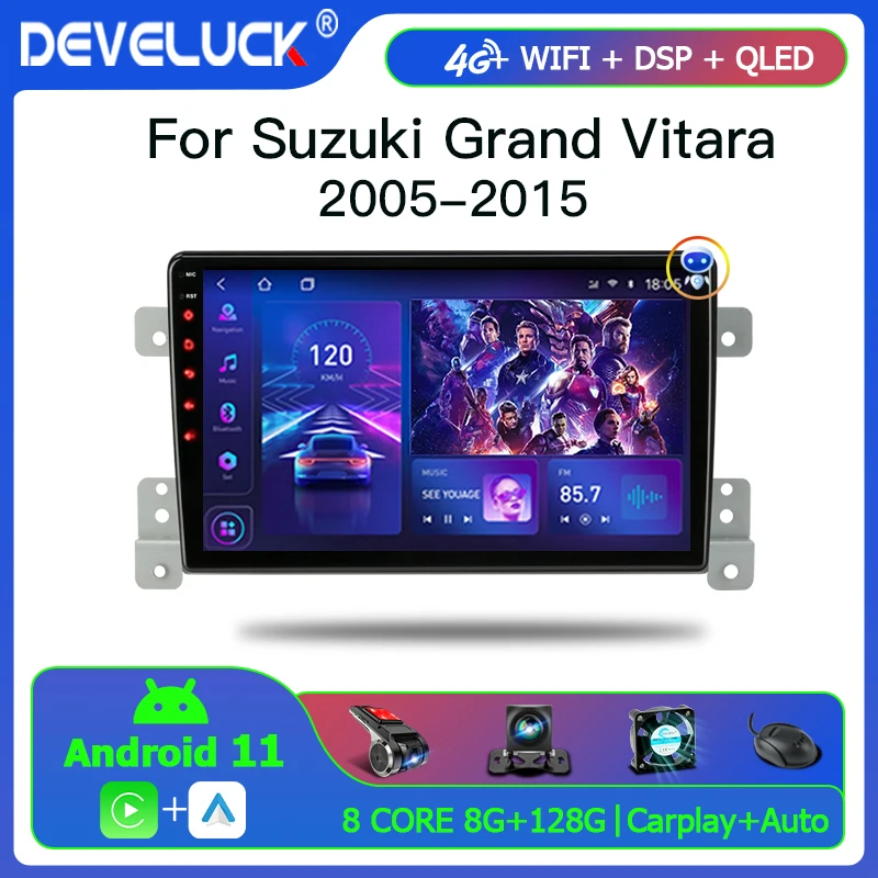 Автомагнитола 2 Din на Android 11 для Suzuki Grand Vitara 3 2005-2015 мультимедийный видеоплеер