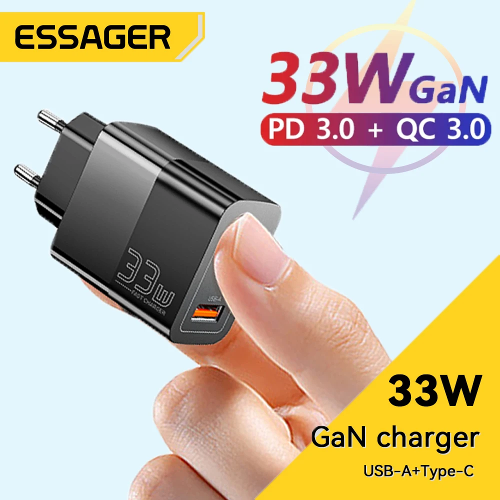 

Essager USB C Charger 33W GaN Type C PD Fast Charging For iPhone 14 13 12 11 Pro Max XS 8 Plus For iPad Pro Air iPad mini 2021