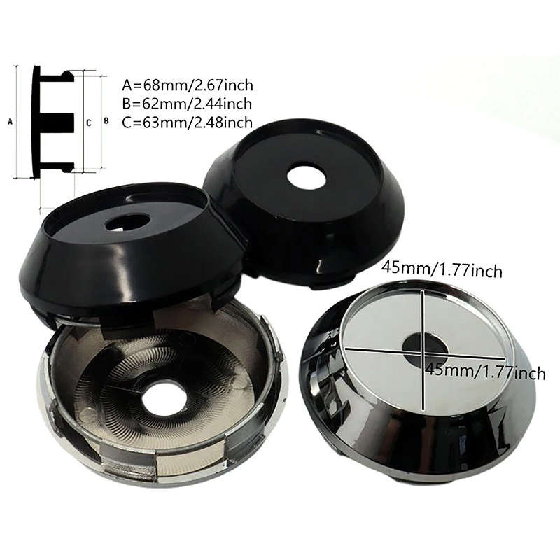 

1pc/lot High 68MM Chrome Plastic Flat Surface Car Wheel Center Hub Caps Dust Cover Auto Rim Tire Hubcap