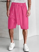 casual fashion mens elastic waist drawstring shorts stylish male solid color comfortable baggy cargo shorts s 5xl incerun 2022