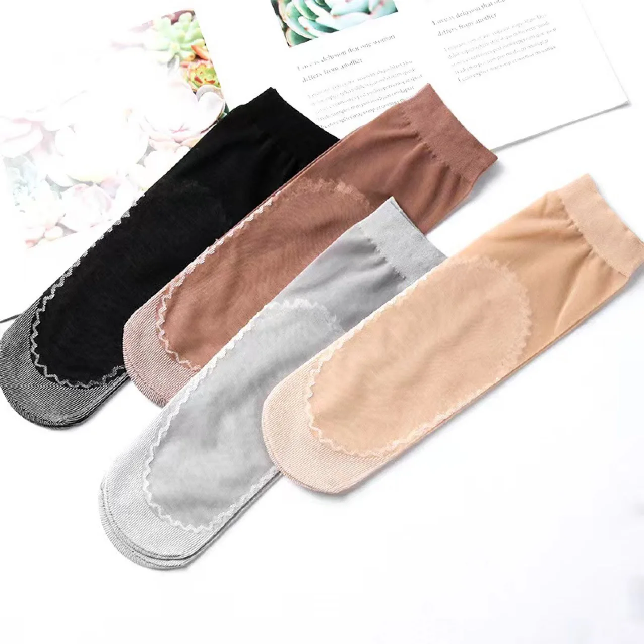 10 Pairs of Velvet Women's Socks Spring, Summer, Autumn Cotton Base Sweat-Absorbent Non-Slip Socks