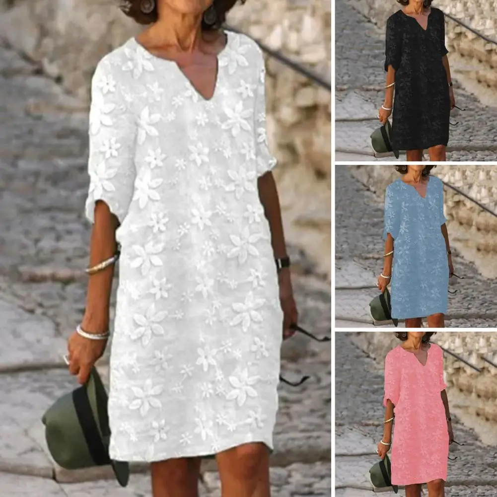 

Women Summer Dress Pullover Lady Dress Floral Pattern Lady Dress