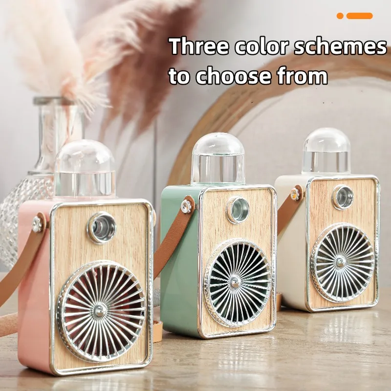 Rechargeable Portable Fan Vintage Spray Fan  Electric USB  Wireless Cooler Mini Camping Charging Air Humidifier Hand Circulator