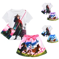 2022 raya and the last dragon toddler summer girl dress cartoon toddler t shirt skirt bag 3 piece dress princess suit