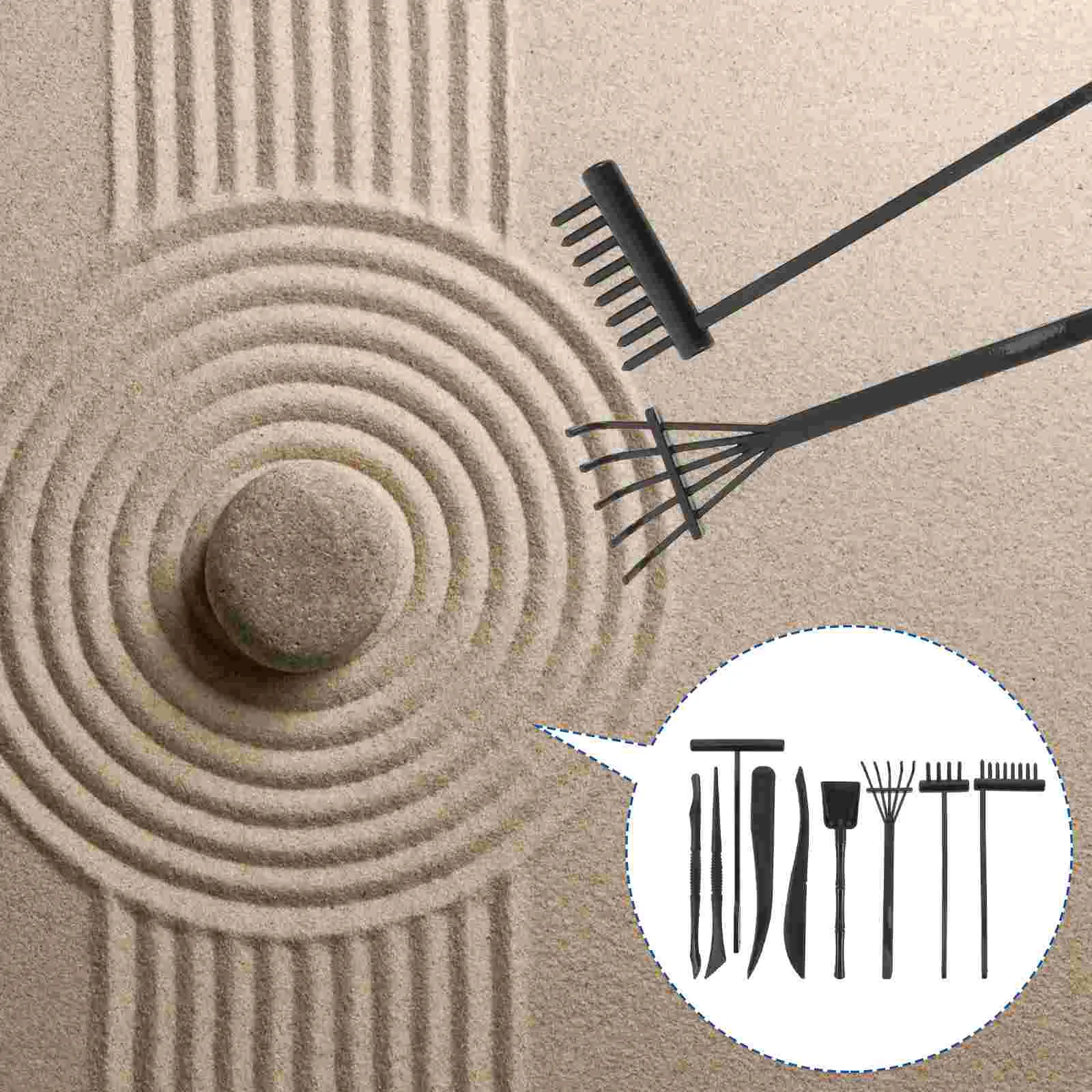 

9pcs Zen Garden Toolsss Tool Sandbox Garden Rakes Zen Sand Garden Accessories