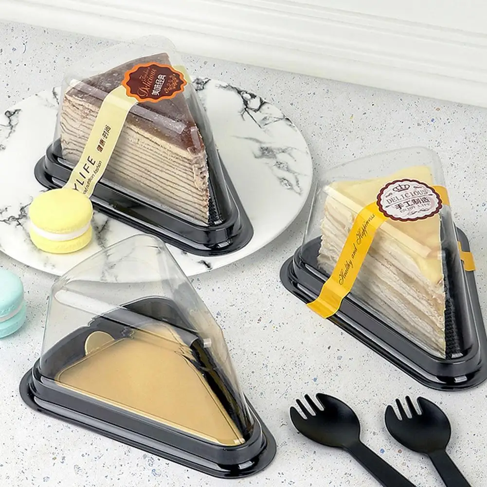 

50pcs Triangle Clear Plastic Cake Box Sandwich Packaging Cake Boxes Plastic Cake Packaging Box Gift Bakery Cake Packaging