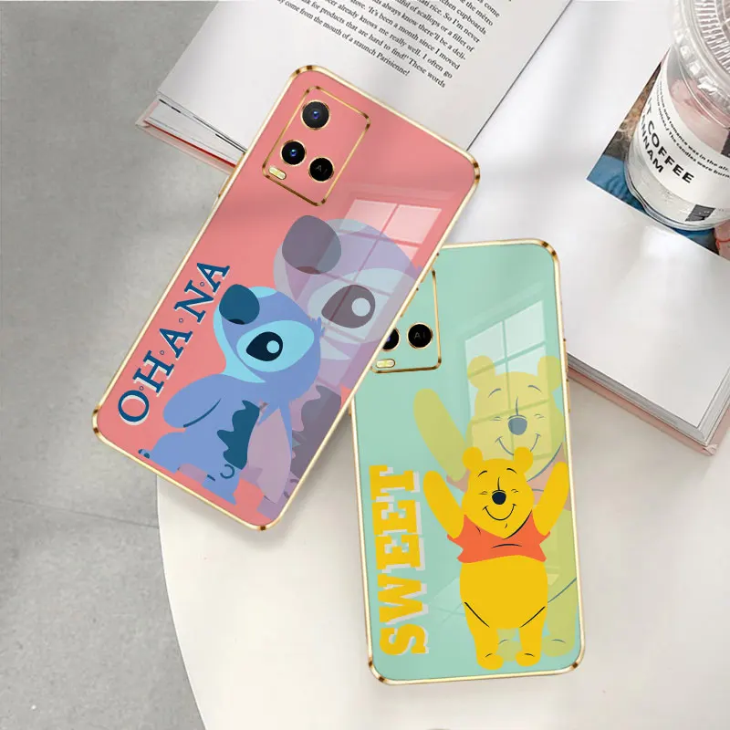 

Winnie the Pooh & Stitch Sweet Disney Gold Plating Style Glossy Celular Case for Vivo T1 5G Y15s Y20s Y21s Y17 Y20 Y95 Y3 Y51