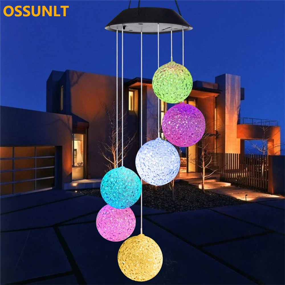 

Solar Ball Light LED Colour Changing Garden Yard Hanging Decoration Light Outdoor Powered Wind Chime Waterproof Lawn Lamps