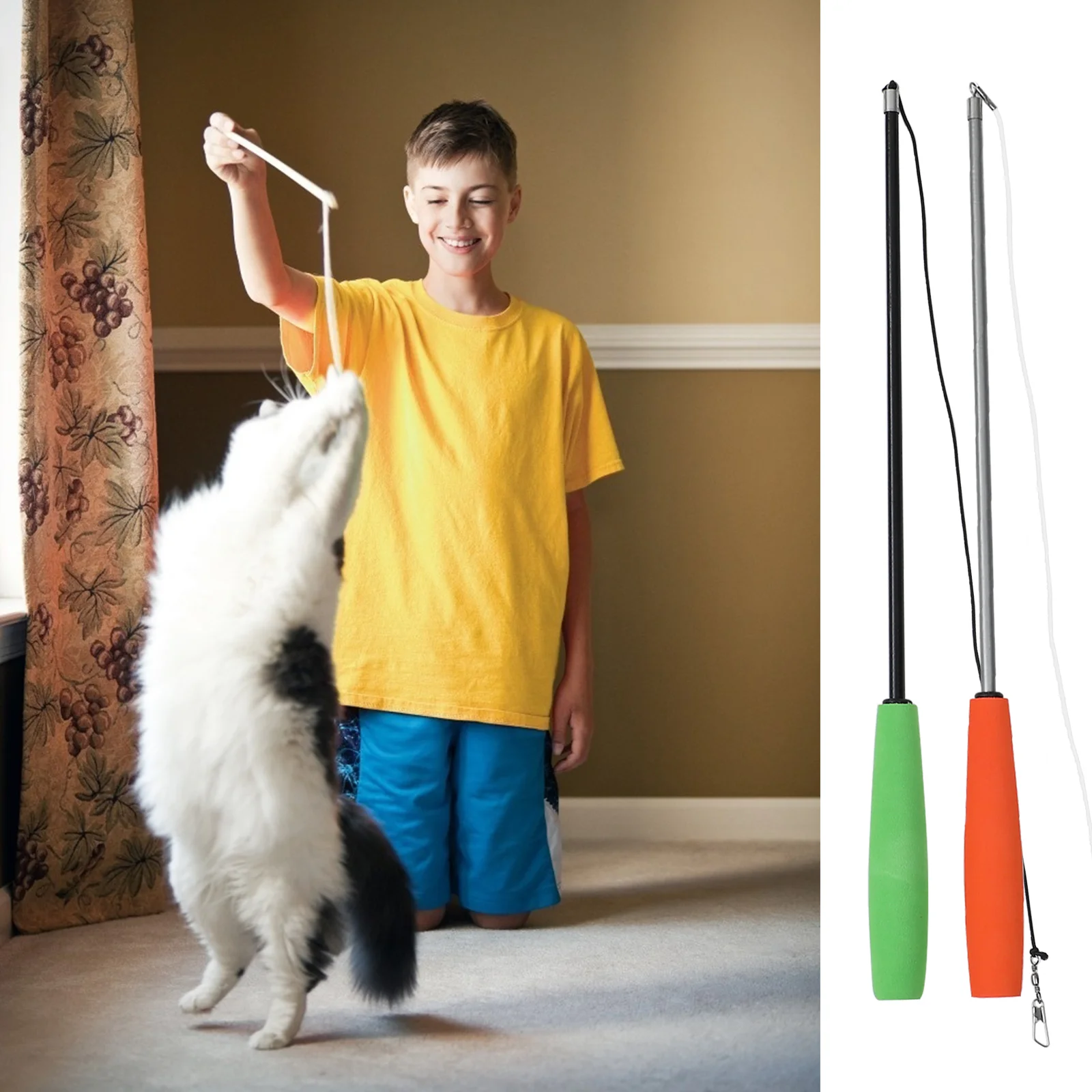 

Cat Toys Toy Teaser Stick Wand Funny Interactivepet Kitten Replacement Diy Go Chew Exercise Pointerteachers Telescopic