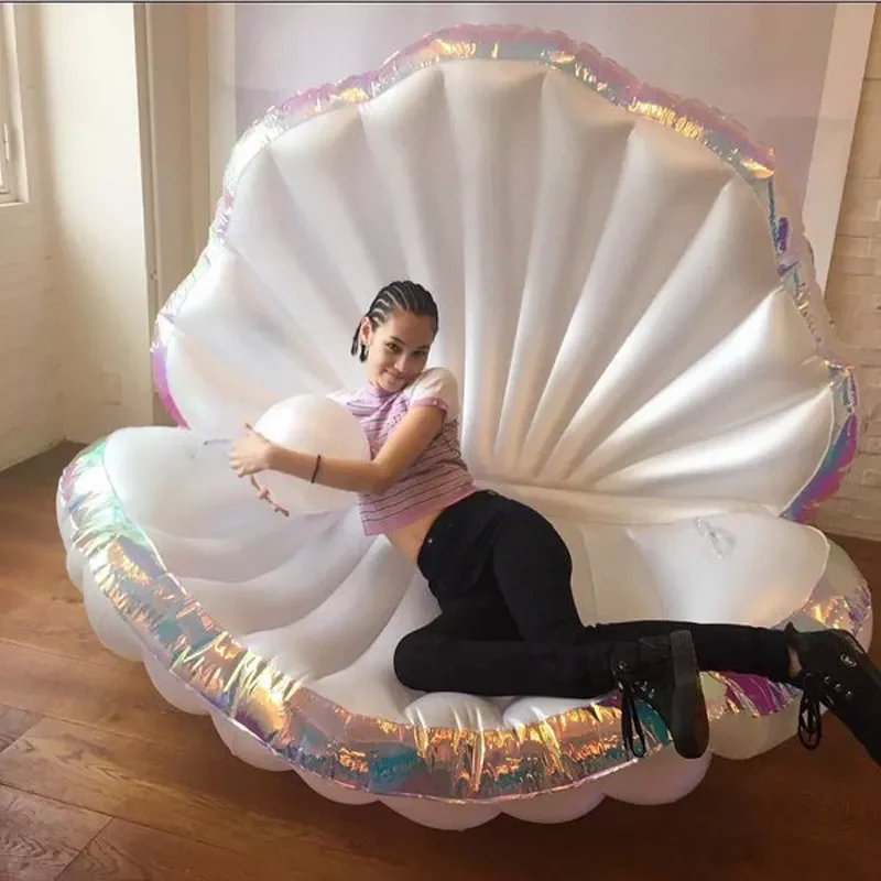 

Giant Inflatable Shell Pool Float Summer Water Air Bed Lounger Clamshell With Pearl Seashell Scallop Board Floating Row